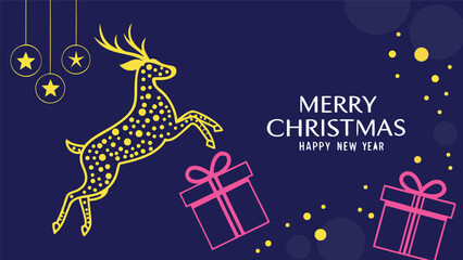 Glowing Christmas Reindeer Lights with Sparkling Gift Boxes – Festive Holiday Greeting Banner