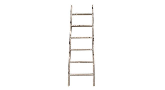 A simple metal ladder isolated on a white background.