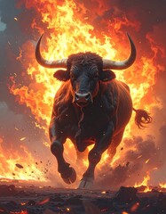 Powerful bull in fiery explosion (1)