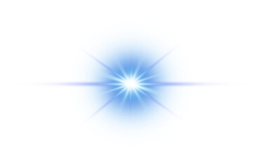 Blue Starburst Light Effect PNG – Bright Lens Flare on Transparent Background
