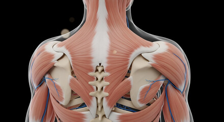 Human Upper Back Musculature Anatomy Study