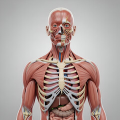 Human Anatomy Detailed Illustration Showing Muscles and Organs