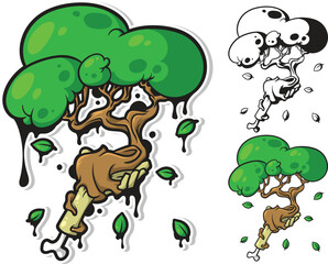 Creative Tree Hand Cartoon Vector Illustration