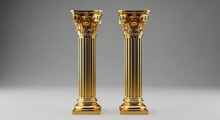 Two Golden Corinthian Columns - A Study in Classical Elegance.