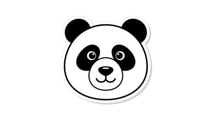 Charming Panda Face Illustration with Soft Shadows and Minimalist Aesthetic Appeal
