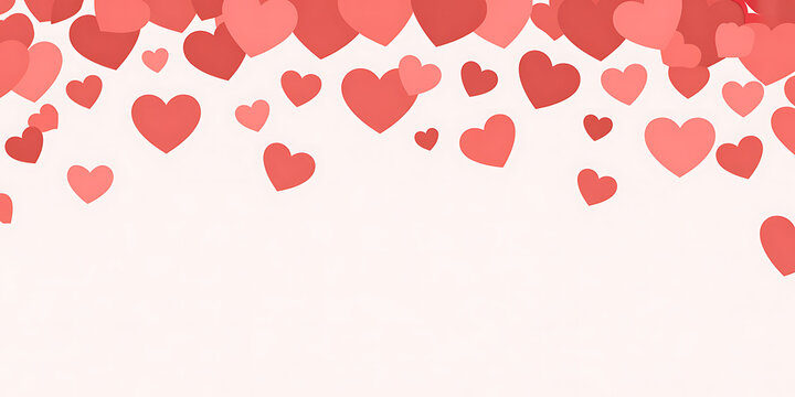 Falling red hearts pattern on a light background