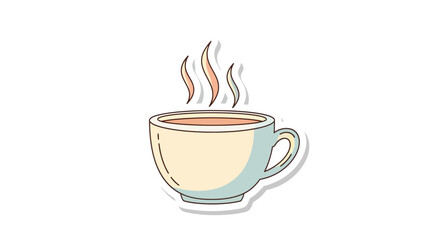 Aromatic Coffee Cup Illustration with Rising Steam and Soft Color Palette Style