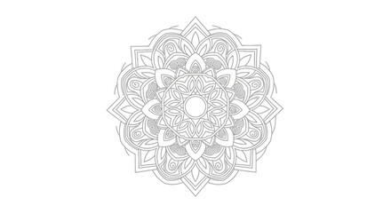 Detailed Circular Mandala Pattern with Symmetrical Floral Elements on Plain Background