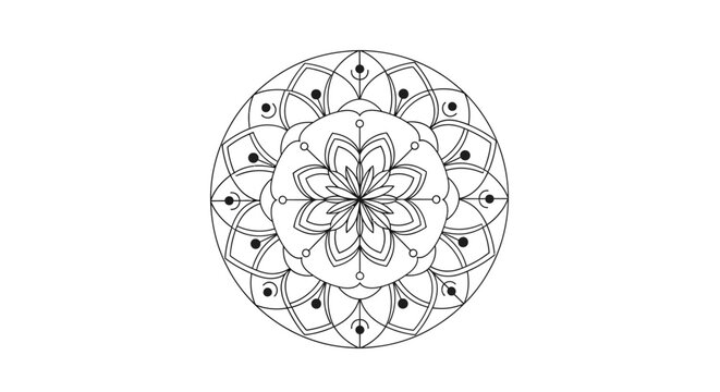 Detailed circular symmetrical design evokes tranquility and spiritual harmony offering a calming