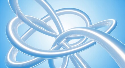 Abstract Light Blue Interwoven Curves