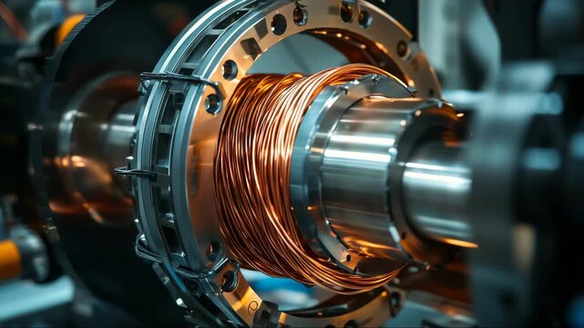 Advanced technology in metal manufacturing showcasing intricate copper wire winding