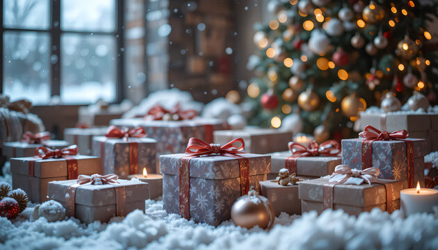Christmas Gifts Snowy Cozy Window
