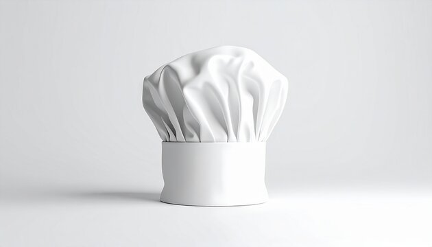 A professional, clean, studio shot of a classic white chef's hat, symbolizing culinary expertise, professionalism, and the art of cooking, perfect for food industry concepts and kitchen apparel