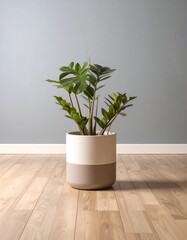 Potted plant on light wood floor