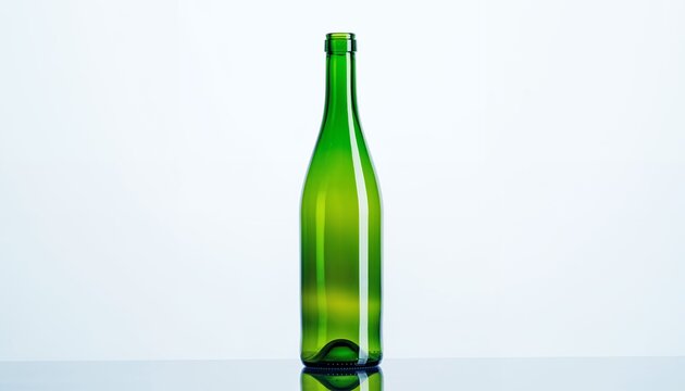 Green glass bottle, empty, wine or juice bottle, simple isolated object