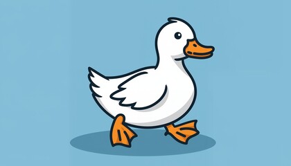 Illustration of a white duck with orange feet and beak vector style