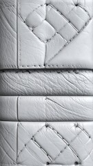 Naklejka premium Close-up of textured, quilted white material with geometric patterns and linear seams