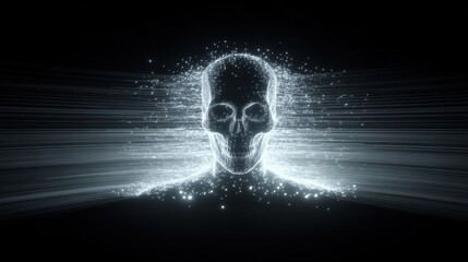 Portrait of a man with glowing face and head effects on a dark background, creating a futuristic and abstract visual impact.