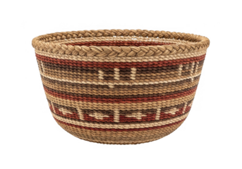Woven native american style basket with geometric patterns isolated on transparent background