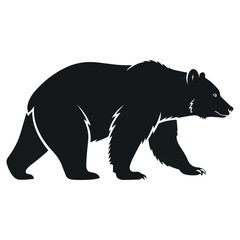 Powerful Silhouette of a Walking Bear Symbolizing Nature and Wildlife Strength Isolated on White Background