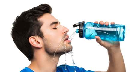 Staying Hydrated Man Drinking Water from Bottle Refreshing Thirst Quenching Health