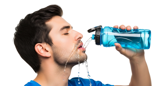 Staying Hydrated Man Drinking Water from Bottle Refreshing Thirst Quenching Health
