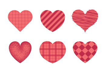 Set of Decorative Hearts with Different Patterns