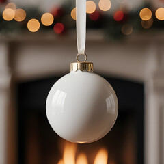 A Blank, White, Ceramic, Christmas, Ornament, Mockup