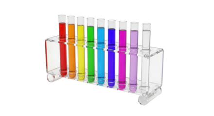 Colorful Test Tubes in a Rack.
