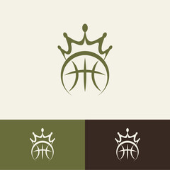 A sophisticated logo with smooth lines that unite a crown and basketball, reflecting prestige and competitive spirit.