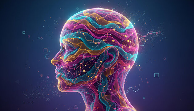 Neural Network Mind, Abstract Brain Connections, AI Intelligence Art