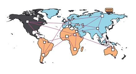 Global network connection concept vector illustration, international business connections and global communications network map, world communication background design © Ronald