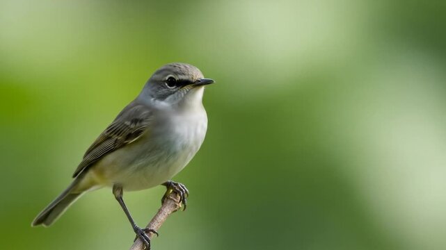 Delicate vireo perched on branch in nature, capturing wildlife and bird watching scenes