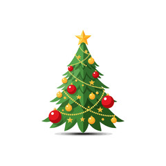 Beautifully Decorated Christmas Tree with Golden Star and Ornaments a Festive Symbol of Holiday Celebration