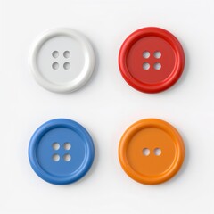 Assortment of colorful plastic sewing buttons, isolated on white.