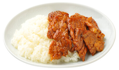 Korean Spicy Pork Galbi Donburi on Rice