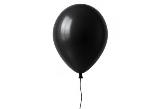 Black shiny balloon floating, celebrating party, holiday, birthday, event, or announcement on transparent background - Powered by Adobe