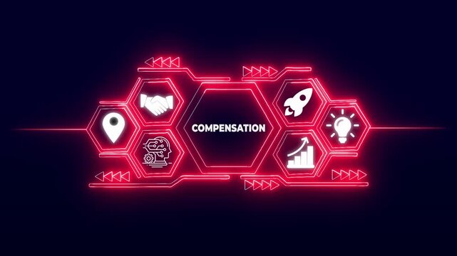 Neon compensation icons set vector