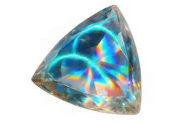Faceted crystal reflecting a dazzling rainbow of colors and beautiful light effects, showing dispersion and luminescence