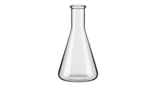 Empty Erlenmeyer Flask for Chemical Experiments.