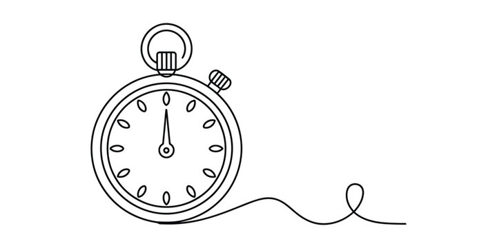 Stopwatch one line drawing representing continuous time concept