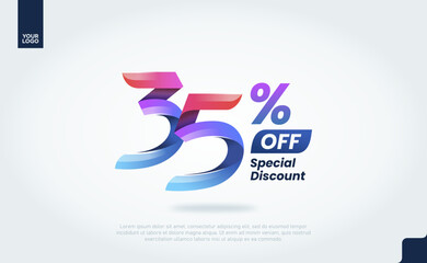 35 Percent Discount Banner Template with Modern 3D Gradient Typography