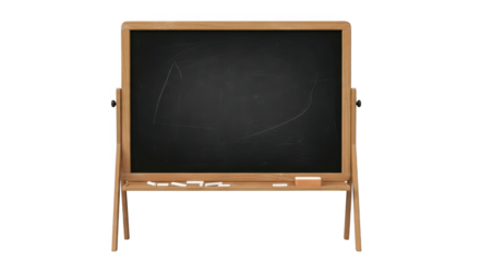 Empty Wooden Frame Chalkboard with Eraser and Chalk Sticks.