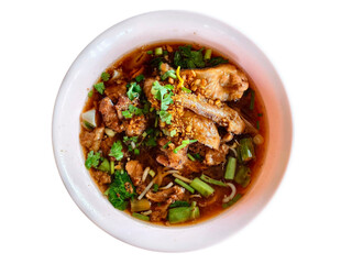 Thai Chicken Noodle Soup with Herbs and Crispy Garlic
