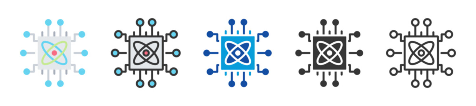 quantum circuit icon set multi style various collection