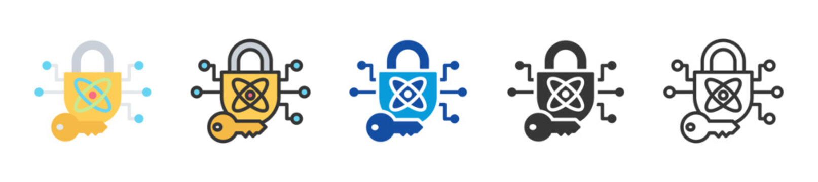 quantum key distribution icon set multi style various collection