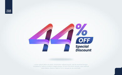 44 Percent Discount Banner Template with Modern 3D Gradient Typography