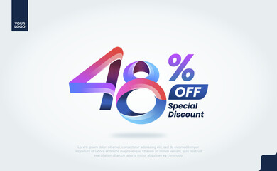 48 Percent Discount Banner Template with Modern 3D Gradient Typography