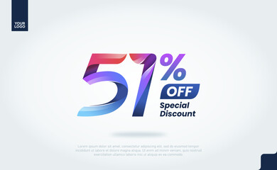 Obraz premium 51 Percent Discount Banner Template with Modern 3D Gradient Typography