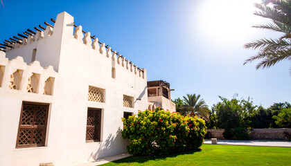 Traditional Arabian Architecture in Bright Sunlight, United Arab Emirates.
